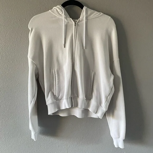 Garage Tops Garage Basic Cropped White Zip Up Hoodie Poshmark